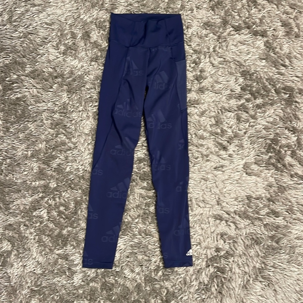 Adidas Blue High Waisted Leggings with Pocket